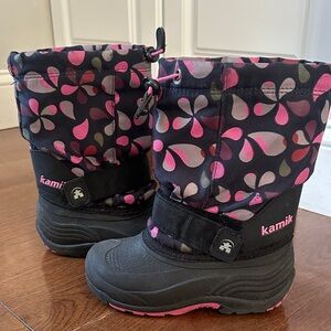 Kamik Kids' Black and Pink Patterned Boots